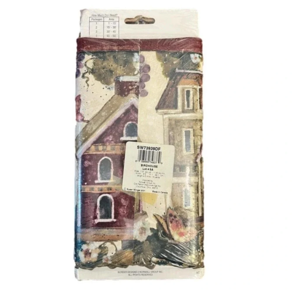 Norwall Group Inc. `Birdhouse' Lot#5 A 9.5W x 5 yards L Wallpaper‎ Boarder NWT